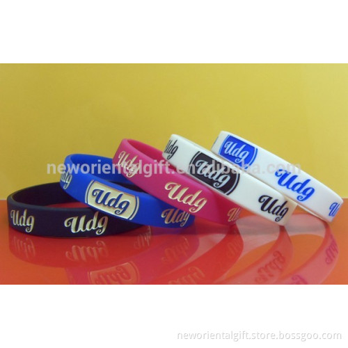 Engraved with ink filled silicone wristbands